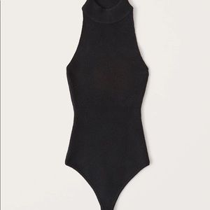 Abercrombie & Fitch Black Knit Open Back Bodysuit